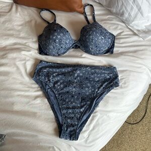 VS PINK Paisley Push Up High Waisted High Leg Bikini